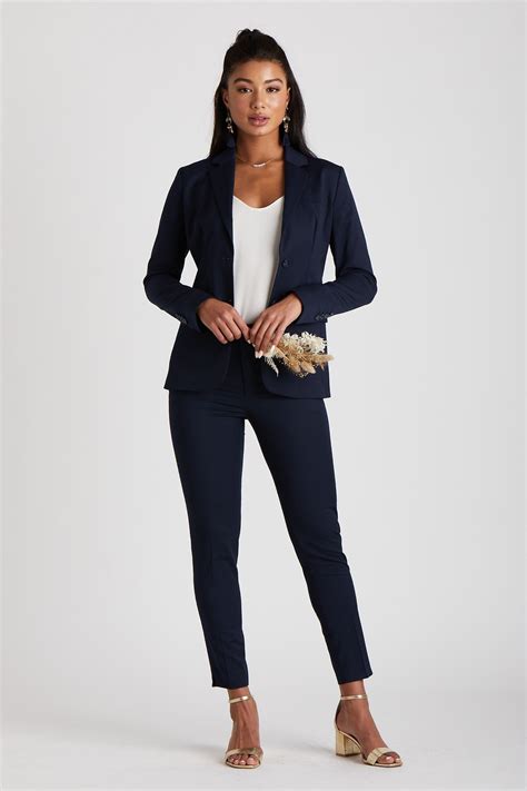 navy blue pants suit for woman